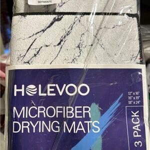 Holevoo Microfiber Drying Mats 3 Pack black and white marble pattern
